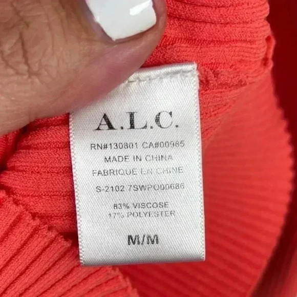 A.L.C. Coral Ribbed Long Sleeve Cropped Top - Picture 6 of 6